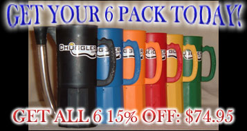 Chuggler 6 Pack Offer.  Get every color Chuggler they make! Black, Blue, Orange, Red, Yellow, Green!